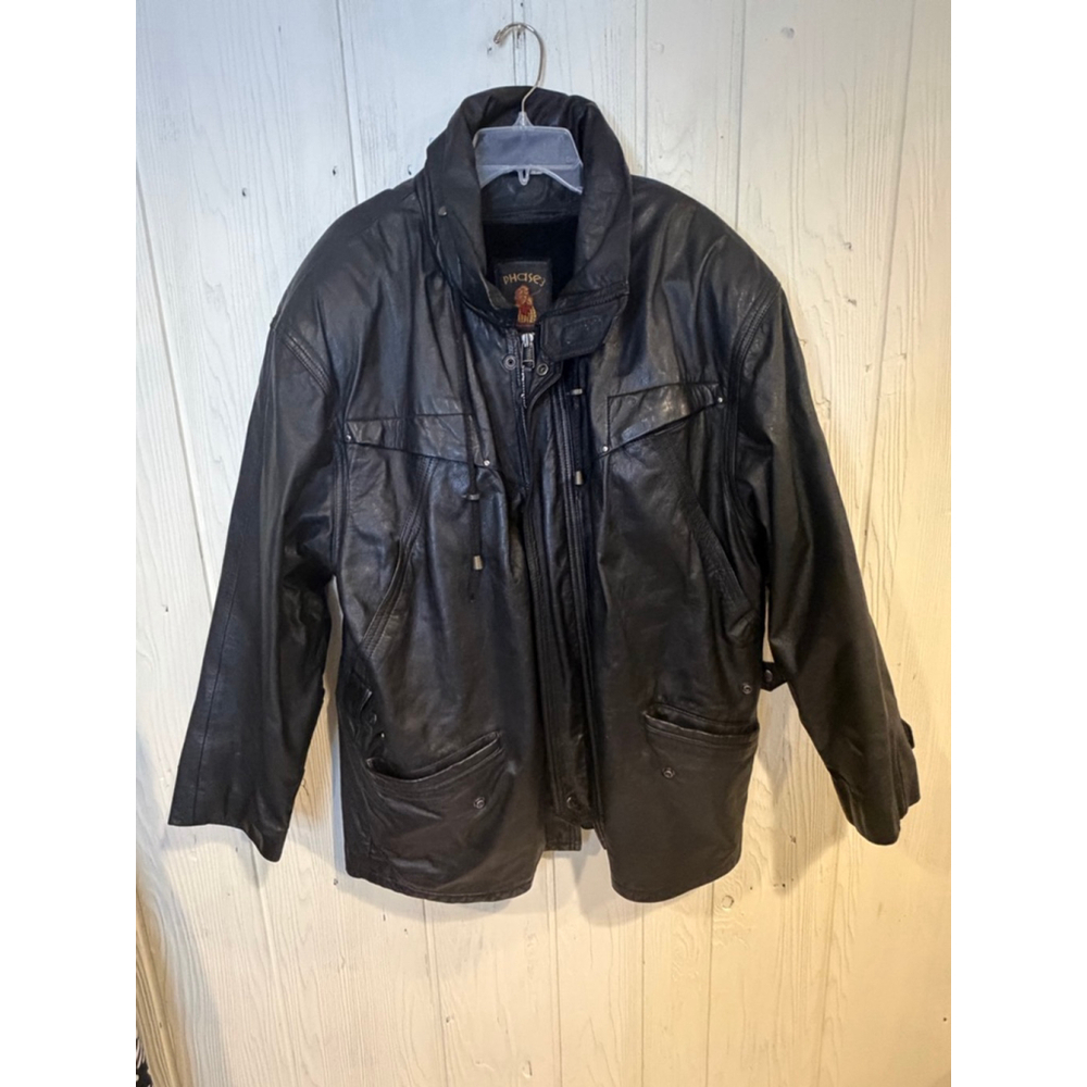 Men's PHASE 3 Black Leather lining Jacket XL